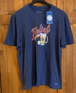 Men's NEW Life Is Good Crusher Tee S/S Blue Cotton "Relief Pitcher" T-Shirt - XL - Picture 1 of 5