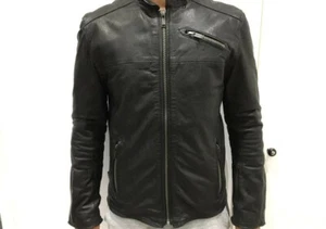 Mens Firetrap Black Real Leather Jacket Size Small - Picture 1 of 12