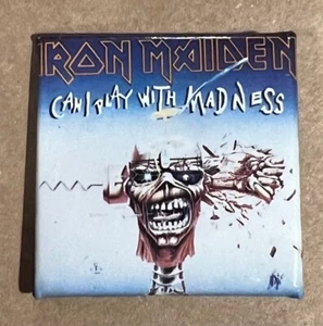 Iron Maiden - Can I Play With Madness RARE vintage import cardboard pin - Picture 1 of 2