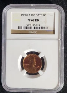 1960 P NGC PF67RD Lincoln Cent 1c US Mint 1960-P PF-67 RD Large Date. Our t2836 - Picture 1 of 4