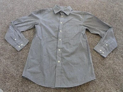 BOYS CAT & JACK BLACK & WHITE CHECK COLLARED DRESS SHIRT SIZE LARGE 12-14  - Image 1 of 4