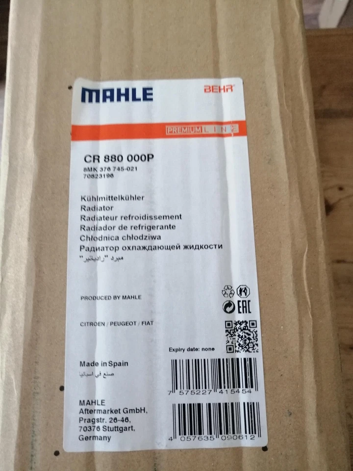 MAHLE ORIGINAL CR 880 000P ENGINE WATER RADIATOR - Image 1 of 4