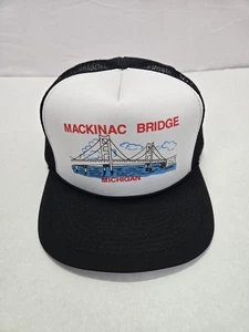 VTG Mackinac Island Bridge Michigan Mesh SnapBack Trucker Foam Hat - Picture 1 of 5