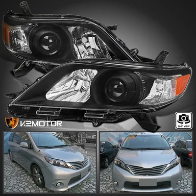 Black Fits 2011-2020 Toyota Sienna Halogen Projector Headlights Lamps Left+Right Foto 1 de 4