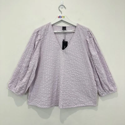 Blusa Vero Moda Top Feminina Extra Grande (AU/UK 14) Lilás Decote V Dores Manga 3/4 Algodão - Imagem 1 de 4
