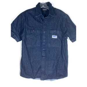 The Hundreds Since 1980 Denim Mechanic Button Shirt Dark Blue Mens M Cotton - Picture 1 of 7