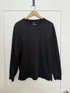 Uniqlo AIRism Thermal Shirt Mens Size M Black Long Sleeve UV Protection Outdoor - Picture 1 of 10