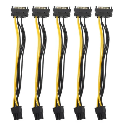  5 PCS Graphics Card Extension 6Pin PCIe to 15Pin Power Cable Cord - Image 1 of 4
