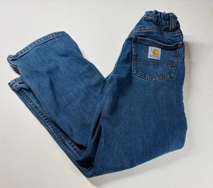 Carhartt Jeans Boys 7 Blue  Bootcut Adjustable Waist BD8374-B - Picture 1 of 5