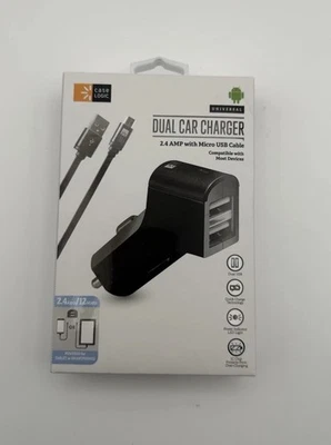 Case Logic Dual Car Charger (2 x USB Ports, Separate micro-USB Cable, Black) - Image 1 of 3