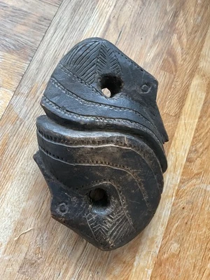 19th Century Tribal Middle Hills Nepal Carved Wooden Birds Head  Fastening Ring - Image 1 of 4