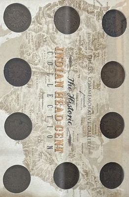 Indian Head Cent Collection US Commemorative Gallery 10 Coins Plastic Slides - Image 1 of 4