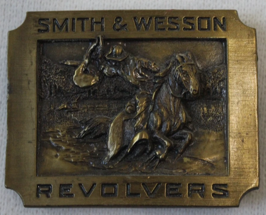 Vintage 1990 Smith & Wesson Revolvers Belt Buckle Bergamot Foundry Brass F300 - Image 1 of 3