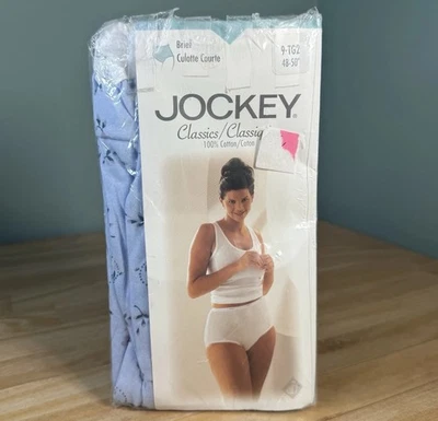 VTG 1998 Jockey Classics Brief Sz 9 BLUE FLORAL 48-50” Full Cut 100% Cotton NEW - Image 1 of 4