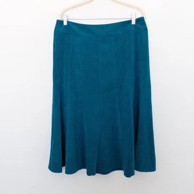 Falda Dressbarn para mujer talla 12 verde azulado imitación gamuza línea A midi boho años 90 otoño occidental Foto 1 de 4