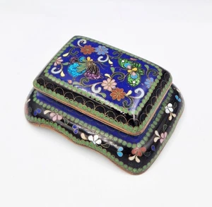 ANTIQUE JAPANESE GINBARI & CLOISONNE ENAMEL STAMP BOX c1900 - Picture 1 of 7