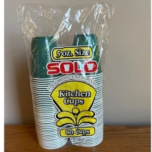 Vintage Solo Kitchen Cups 5 oz 80 cups Green Made in USA Rare Color NOS - Picture 1 of 5