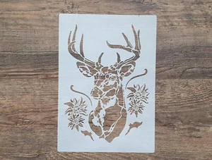 Schablone Hirschkopf Tiere Edelweiss Wandtattoo Stencil Malerei ST-1010609 - Bild 1 von 5