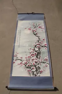 Chinese Antique Vintage Large Handpainted Scroll Painting of Plum Bossom - Picture 1 of 8