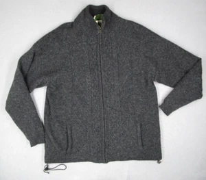 Aran Woolen Mills Sweater Mens 2XL XXL Gray Wool Full Zip Knit Cardigan Lined - Picture 1 of 13