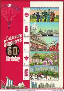 Singapur 2025 Ce; Celebrating S'pore 60. Geburtstag Mein Stempel komplett 5V postfrisch - Bild 1 von 2