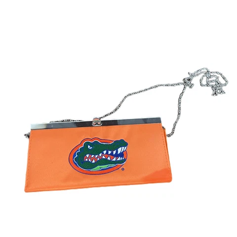 Florida Gators Purse UF University of Florida Clutch With Silver Chain Strap Cover