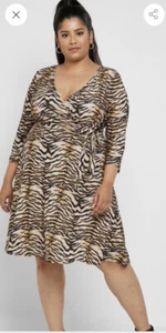 DOROTHY PERKINS CURVE ANIMAL PRINT FAUX WRAP DRESS SZ 18-20 bnwt label Sz 22 - Picture 1 of 12