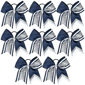 8 PCS Large Glitter Cheer Bows 8" Hair Bows Sparkly Cheerleading Softball Tea... - Picture 1 of 7