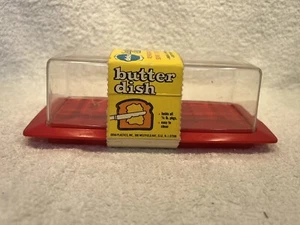 Rare Vintage #100 Deka Butter Dish with Clear Cover - 70s RED -*Nice!* NOS - Picture 1 of 4