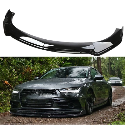 Glossy Black Front Bumper Lip Splitter Spoiler Dual-Layer For Audi A4 A5 A6 A7 Foto 1 de 4