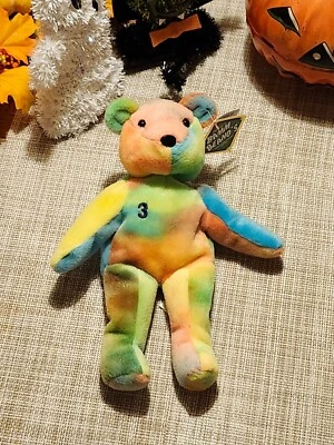 Vintage 1998 MLB Salvinos Bamm Beano's 9" Beanie Bear Alex Rodriguez #3 Mariners - Image 1 of 4