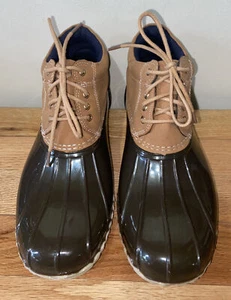 🌼Tommy Hilfiger Duck Lace Up Boots Ankle High Brown/Wheat Women’s size 8 - Picture 1 of 7