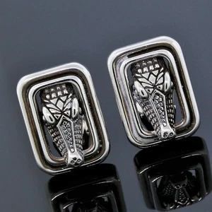 1997 Vintage B. Kieselstein Cord 925 Sterling Silver Alligator Clip Earrings - Picture 1 of 3