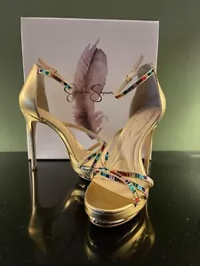 shoes women high heels size 9 new gold - Picture 1 of 4