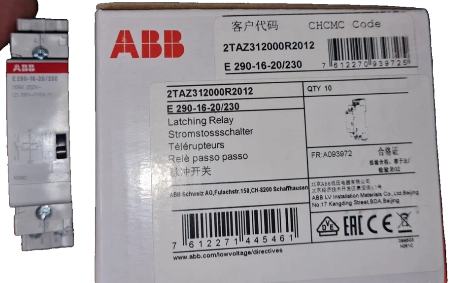 ABB STOTZ-KONTAKT GMBH ABB E290-16-20/230 Stromstoßschalter Spule 230 VAC/ 110 VDC, 16 A, 2 NO