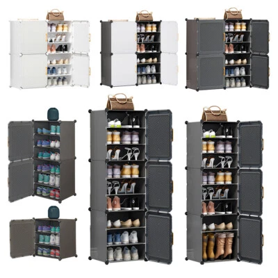 Shoe Storage Organiser Interlocking Plastic Cabinet Cube Rack Hallway Bedroom - Image 1 of 4