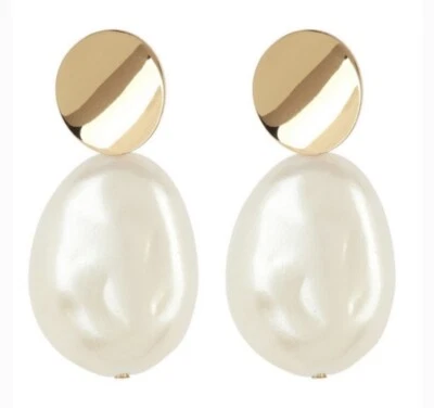 KATE SPADE GOLD STANDARD LARGE PEARL DROP EARRINGS IN CREAM - Image 1 of 4