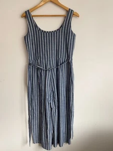Mono Vero Moda Mujer Mediano Azul Blanco Rayas Corbata Cintura Bolsillo Sin Mangas - Imagen 1 de 8