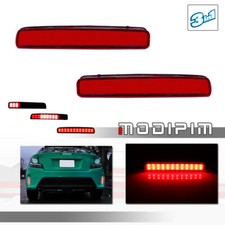 Red Lens Bumper Reflectors LED Strobe Flash Brake Lights For 14-16 Scion tC, etc