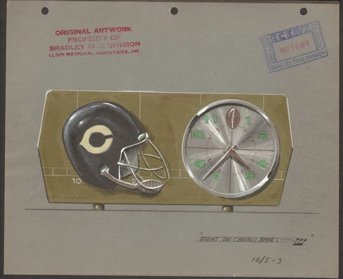Chicago Bears -Original One of a Kind Bradley Time Clock Concept Artwork 1977 Cover