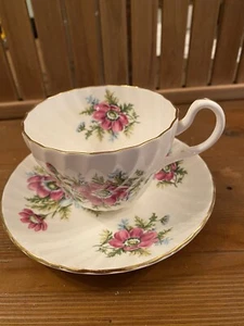 Vtg Heathcote Teacup And Saucer With Pink Flowers - Picture 1 of 5