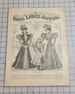 1897 Giornale Giovani Donne Supplemento Moda Marzo Carta Vittoriana - Foto 1 di 8