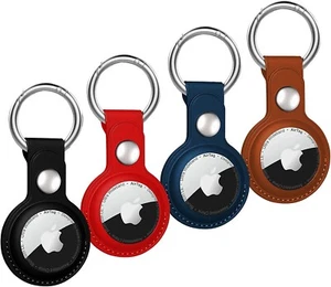 4 Pack Airtag Case Holder W/Keyring - Black Blue Red Brown - Picture 1 of 6