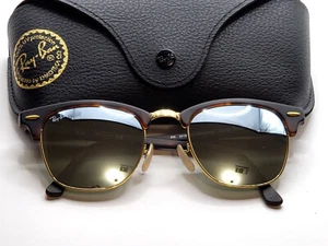 Ray Ban Sunglasses RB3016 CLUBMASTER CLASSIC Tortoise Gold tone Trim Authentic - Picture 1 of 7
