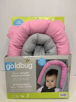 Goldbug 2 en 1 Soporte para Cabeza Infantil Rosa y Gris Inserto Infantil Extraíble Foto 1 de 4
