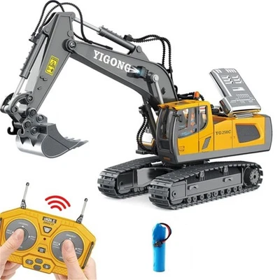 Ferngesteuerter Bagger Spielzeug RC Bagger mit Metall Schaufel Lichtern & Sound - Bild 1 von 4