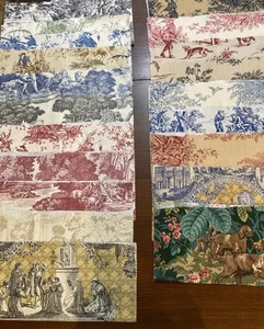 Lot Of 20 Sample Pieces Of Toile Fabric VTG Approximately 16 X 14” - Picture 1 of 7