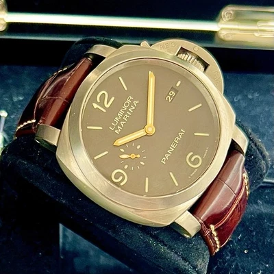 Titanium 44mm Brown Dial Panerai Luminor Marina 3 Days PAM00352 Deploy, Box Set - Image 1 of 4