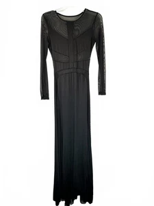 Maxikleid Damen S schwarz Netz transparent Langarm Y2K Party Whimsigoth Witchy - Bild 1 von 6
