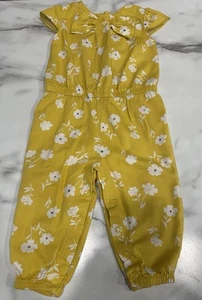Carter's Short Sleeve Jumpsuit Yellow Floral w/Bow Infant Girls Size 12 Months - Picture 1 of 7